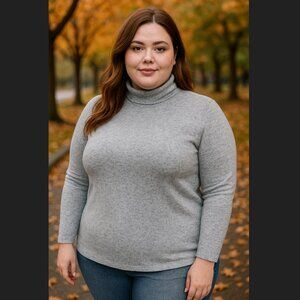 Torrid Turtleneck Top 3X 22 24 Heather Gray Super Soft Plush Long Sleeve Cozy